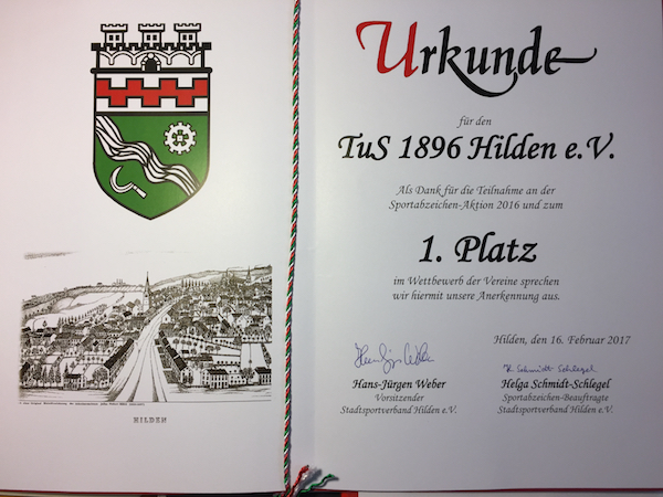 Tus96 Hilden erfolgreich beim Sportabzeichen