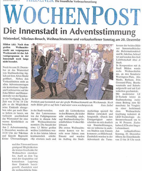 Zeitungsbericht zum Weihnachtsmarkt 2015
